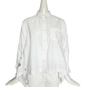 SACAI WHITE LASER CUT EYELET HANKERCHIEF HEM SHIRT (2)